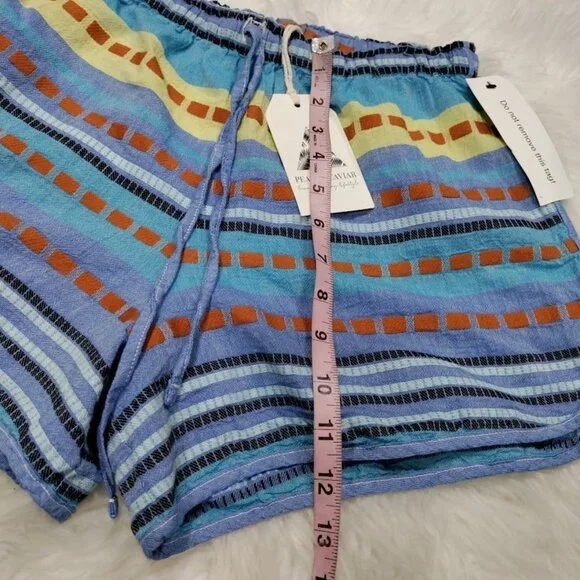 Pearl & Caviar Artsey Grecian Lagenlook Boho Striped Alonissos Shorts Size M NWT - Picture 10 of 11
